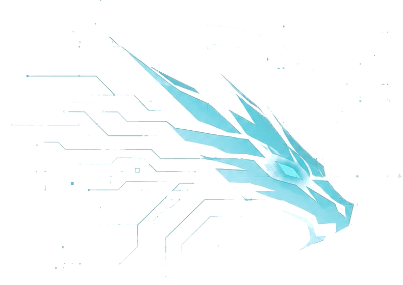 The Syrax dragon mark: a dragon's head in profile, drawn in circuit traces